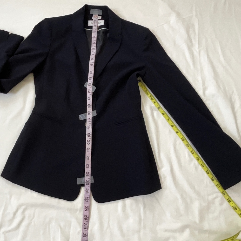 NWOT CALVIN KLEIN Stretch Fitted Blazer Size 2 Navy Blue - Picture 11 of 14